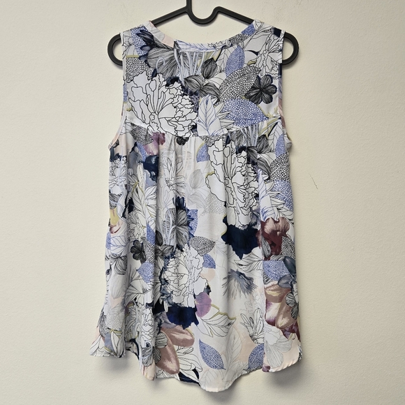 Spense Floral Sleeveless Button Down Top M - Picture 2 of 5